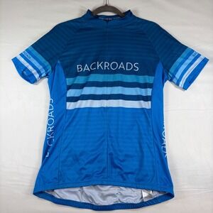 Louis Garneau Backroads Cycling Jersey Blue Striped Short Sleeve Women Large